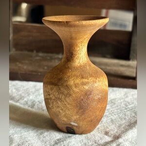 Wooden Vase Vintage For Straw Flowers or Faux.
